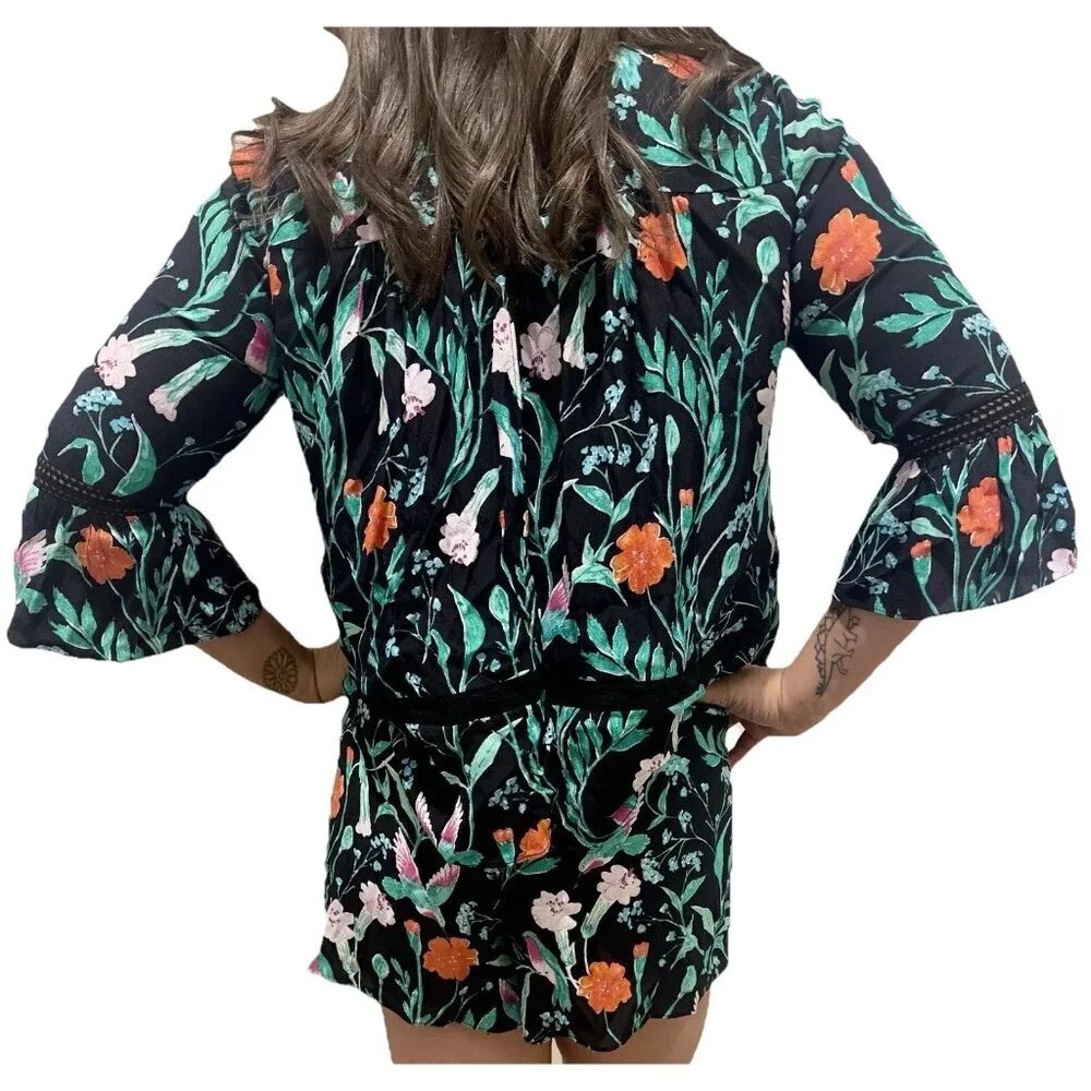 Kate Spade Romper  New York Jardin Floral Boho‎ Tassels Breathable Resort